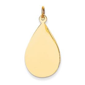 14k Plain .018 Gauge Engravable Raindrop Disc Charm by UKGems