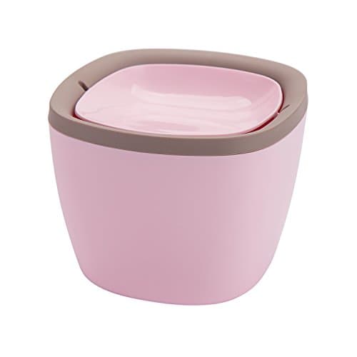 YANSHUI Mini desktop Trash Can Swing Lid Square Trash Bin Plastic Waste Can,Pink