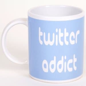 Twitter Addict Pale Blue Ceramic Mug in Gift Box by Novelty Mug