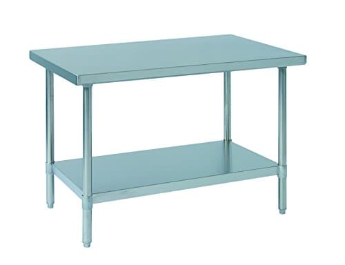 Tarrison WT2424 Heavy Duty Stainless Steel Top Work Table with Galvanized Legs and Undershelf, 24" Length x 35" Height x 24" Depth