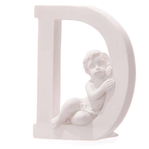 Letter D in Resin with Dolce Cherub White