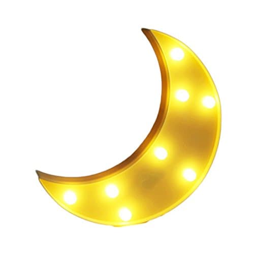 Fy-light Decorative LED Crescent Moon Cloud Star Marquee Sign with Wireless Remote Control, Dimiable,Timing turn off - Marquee Letters LED Lights - Nursery Night Lamp GIFT for Children (Yellow Moon)