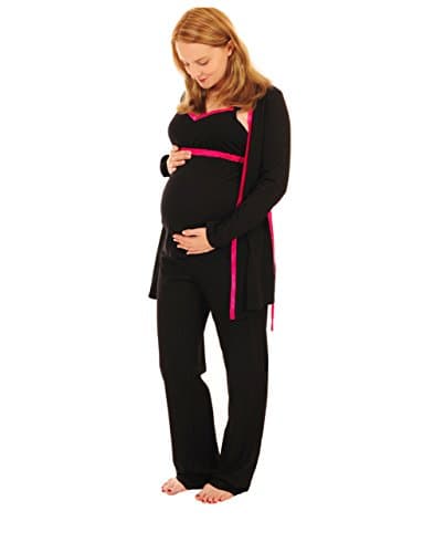 Maternity Nursing Pyjamas 3 Piece Set Easy Feed + Dressing Gown