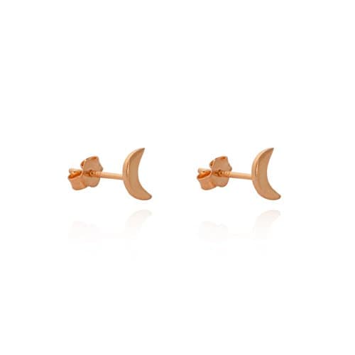 Sterling silver .925 tiny moon stud earrings / studs / rose gold / yellow gold (9ct Rose Gold plated)