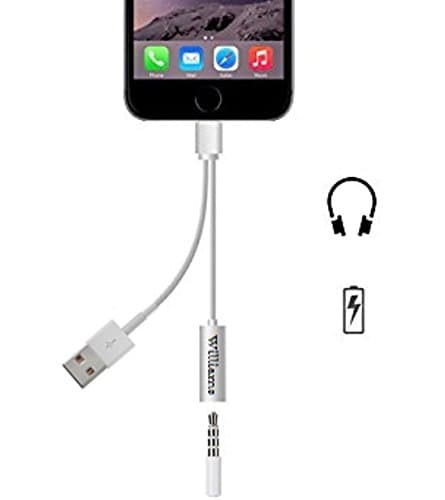 2 in 1 iPhone 7 Lightning Adapter Combined Charger and 3.5mm Earphone Jack Cable Adaptor for iPhone 7, 7 Plus and Any Other iPhone with a Lightning Port - iPhone 5s, iPhone 5c, iPhone 5