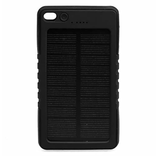 6000mAh Solar Panel Waterproof Shockproof Portable Charger Backup External Battery Power Bank for iPhone 6 5S 5C 5 4S 4, iPad Air (Apple Adapters not Included), Samsung Galaxy S4, S3, S2, Note 3, Note 2, Most Kinds of Android Smart Phones and More Other Devices (Black)