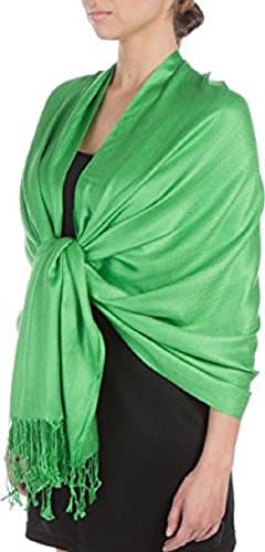 UK Stock Silky Soft Solid Pashmina Feel Shawl / Wrap / Stole Fast Delivery High Quality (Kelly Green)