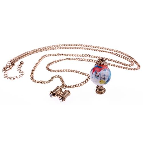 Globe Binoculars with Chain Necklace Length Approx. 70 CM Rotatable Travel Pendant Globe