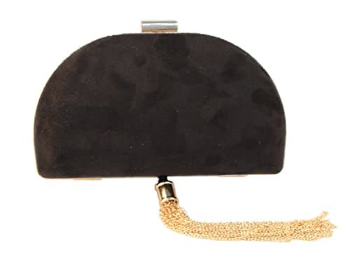 Box Pu Clutch Bag with Tassel (Black)