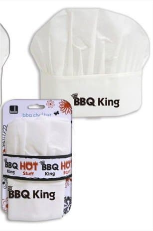 Quality White 'BBQ King' Chef Hat Cap BBQ Grilling Cooking