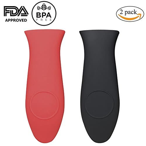 Pasway Silicone Hot Handle Holder，2 Pack Heat Insulation Sleeve Anti-Hot Non-Slip Pot Handle Cover Set for Cast Iron Skillets &amp; Metal Frying Pans, 2 Colors