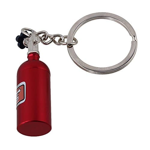Red Novelty Auto Parts Key Chains Ring NOS Mini Nitrous Oxide Bottle Keyring Keychain Gift