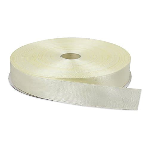 YCNK 1 inch Double Face Solid Satin Ribbon 25 Yards-Roll for Craft Accessory (Ivory)