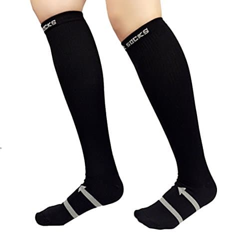 UncleHu Graduated Compression Socks - Anti-Fatigue, Boost Circulation, Reduce Swelling - Great for Running, Athletic Sports, Training, Flight Travel - Suits Nurses, Pregnancy, Unisex - Black Men S