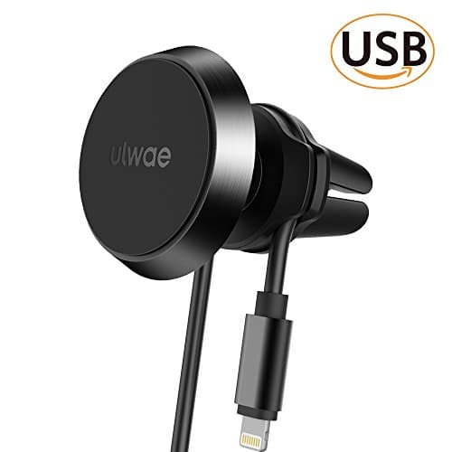 Ulwae Car Phone Holder Magnetic, Easy USB Cable Sorting, Air Vent Car Phone Mount Holder with 360 Viewing Angles for iPhone Samsung LG Nexus HTC Motorola Sony Nokia and more