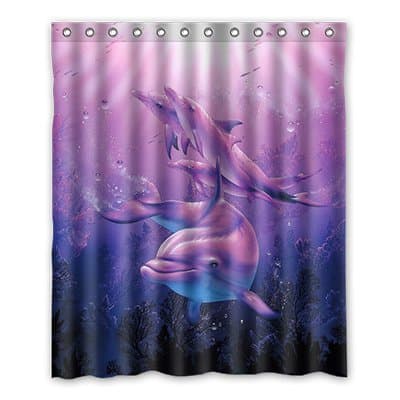 Doubb Custom Blue ocean dolphin waterproof polyester fabric Shower Curtain 150cm x 182cm (60"x72")