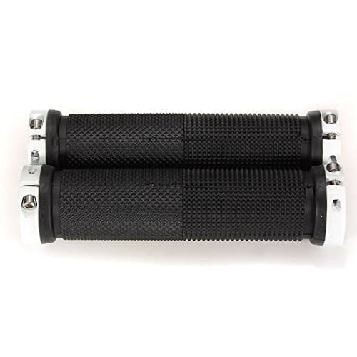 WHITE DOUBLE LOCK ON LOCKING BMX MTB MOUNTAIN BIKE CYCLE BICYCLE HANDLE BAR GRIPS