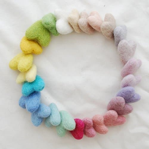 Oriental Direct based in YorkshireAssorted 100% Wool Felt Hearts - 3cm - 25 Felt Hearts - Assorted Light, Pale and Pastel Colours