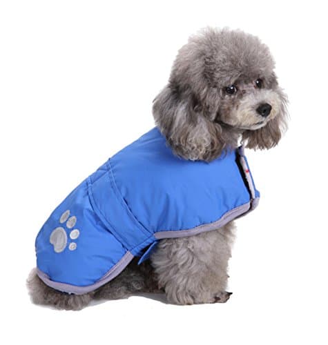 Aisuper Reflective Striped Plain Coats For Small Medium Large Dogs Pets Velcro Fastening Warm Winter Waterproof Two Legs 4 Colours Optional Jackets Jumper Medium Blue