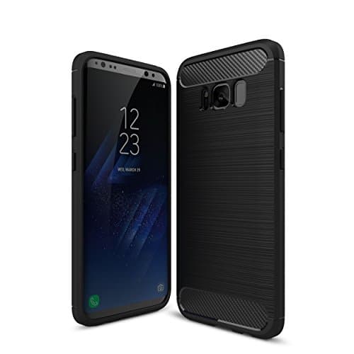 Galaxy S8 Plus Case, Lonvipi Black Silicon Soft TPU Case Premium Anti Slip Scratch Resistant Case Back Protector Carbon Fiber Design Cover for Galaxy S8+ 6.2"
