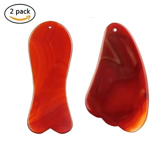 Gua Sha Scraping Massage Tool,iThird Hand Made Natural Red Agate Jade Traditional GuaSha Physical Therapy Board-Reduce Muscle Pain and Improve Mobility