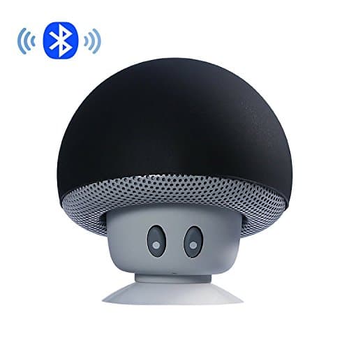 IPUIS Cute Mushroom Mini Portable Speaker Bluetooth Speaker with Microphone and Suction Handsfree for Smartphone iPhone, iPad, Samsung etc.- Black