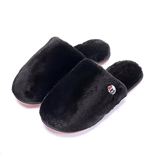 Women's Memory Foam Flip Flops - Shock Absorption Anti-slip Keep Warm Cotton Indoor Plush Spa Slippers - Ultra Soft Closed - toed Bedroom Indoor Winter Slippers (4UK /22.5CM, Black)…