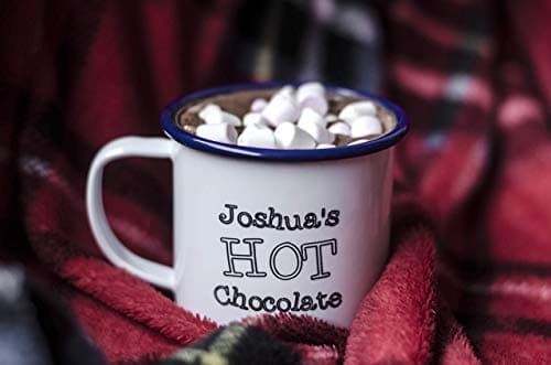 Personalised Hot Chocolate Mug - Engraved Enamel Mug