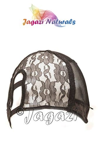 Combs attached XL Black Left U-Part Wig Cap with Adjustable Band and ear wings for a perfect fit