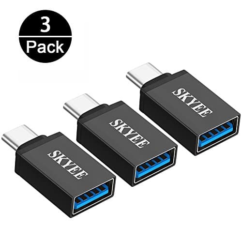 SKYEE [3 Pack] USB C Adapter to USB A 3.0, Aluminum Alloy USB Type C Converter OTG Adapter for MacBook Pro 2017 / 2016, ChromeBook Pixel, Huawei Matebook, Samsung Galaxy S9/S8 and Other Type-C Devices - Black