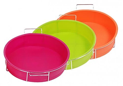 Silicone Baking Mould with metal frame - diameter 25 cm - different colours - bakeware - colour: pink
