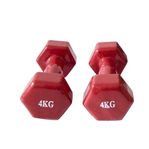FitAndFun Set 2x Dumbbels Weights Red Exercise Weight Lifting Men Ladies Home 2x4kg (Cod. SP5024)