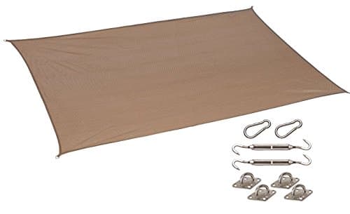 California Sun Shade Shade Sail Kit Rectangle 10ft x 8ft Walnut