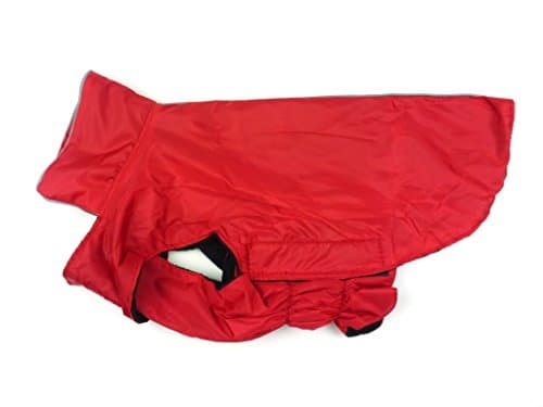 Waterproof Dog Coat Jacket, Fleece Lined For Warmth, Chest Protector, Reflective Piping For Night Safety Red XXXL