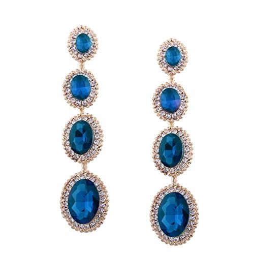 Earrings for women Geometric round long section modeling Stud earring Wedding jewelry , Blue