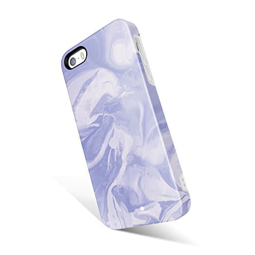 iPhone 5/5s/SE case marble, Akna Charming Series Silicon cover for iPhone 5/5s/SE [Purple Marble Texture](483-U.K)
