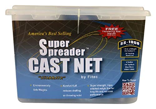 Fitec SUPER SPREADER SS1000 Cast Net,Clear,1/4" mesh, 1 Lb Lead wts