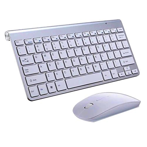 Wireless Keyboard &amp; Wireless Mouse 2.4G Wireless Keyboard Fit Windows 10/8/7 / Vista / XP and Android Smart TV Use (Silver)