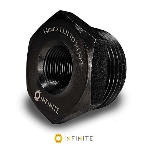 14mm x 1 LH Threaded Adapter - 3/4 NPT - Fuel Filter - Black Steel - LIFETIME WARRANTY