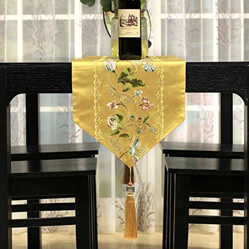 JINGJIE Restaurant dining table Decoration Table runner,Simple Embroidered Table runner Tea table Tv cabinet shoebox dust-proof Table runner-B 32x260cm(13x102inch)