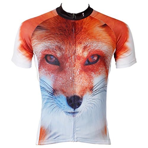 Fox Pattern Men's Short Sleeve Cycling Jersey Full Zip Moisture Wicking Breathable Running Top Quick Dry Outdoors Sports Bike Shirt Multicolor X-Large