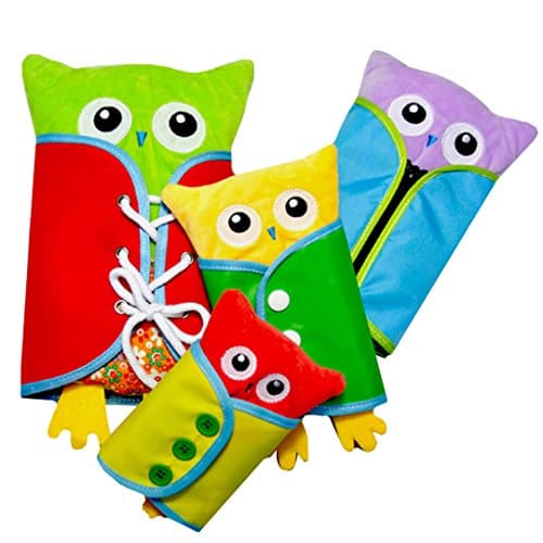 Millya Toddlers Early Learning Basic Life Skill Lovely Owl Shaped Learn to Dress Doll Toys-Zip,Button,Buckle,Lace