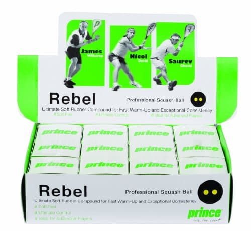 Prince Rebel Blue Dot Squash Balls - 1 Dozen Box