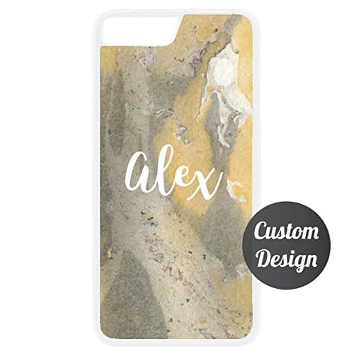 Custom Marble iPhone 7/8 Case Personalise Name Gifrs For Him Her Unique Printed Protector Cover Plastic (White/Black Case)