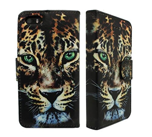 iPhone 4 / 4G / 4S Leopard Print Pu Leather Book Wallet Flip Case Cover Plus Screen Protector & Screen Polishing Cloth