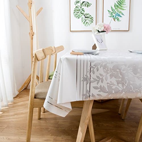 Heavy Duty Vinyl Rectangle Tablecloth Wipe Clean PVC Table Cloth Spill-Proof/Waterproof/Stain-resistant Table Cover, 53 x 108 Inch, C161