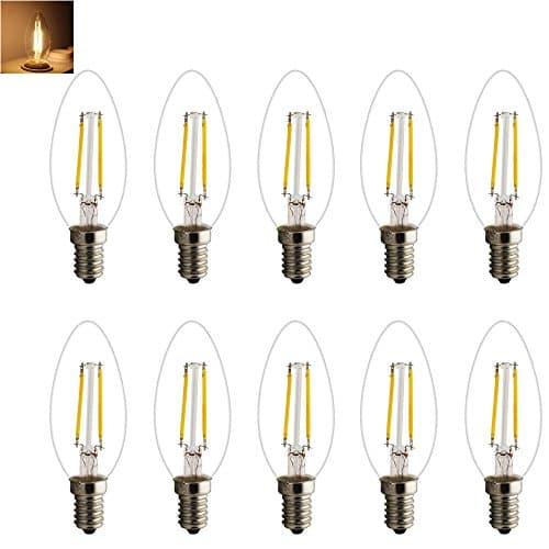 Retro E14 LED Candle Shaped Bulb Filament Classic 2 W 15 Watt Replacement LED Filament E14 Candle bulb Warm White 2700 K 3000 K 180LM, 10X E14 Filament LED Warmweiß, E14, 2.0 wattsW, 220.00 voltsV