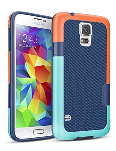 Galaxy S5 Case, 3 Color Hybrid Dual Layer Shockproof Case [Extra Front Raised Lip] Soft TPU &amp; Hard PC Bumper Protective Case Cover for Samsung Galaxy S5 I9600 GS5 G900V [Blue]