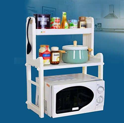 ZHDC® Kitchen Shelf Microwave Oven Shelf Kitchen Storage Rack Storage Rack Multifunction Pylon Seasoning Rack Dish Racks Oven Shelf   Ivory Strong bearing capacity