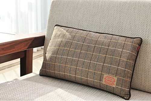 Shinnwa Wool Polyester Double-faced Same Design Plaid Decorative Throw Pillow Case Cushion Covers for Couch, Brown, 30CM By 50CM